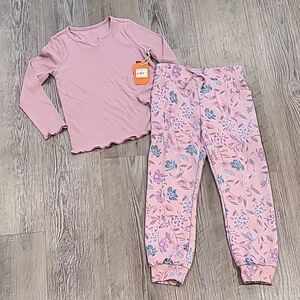 Floral Joggers with Matching Long Sleeve V Neck Shirt by Freely Size Small